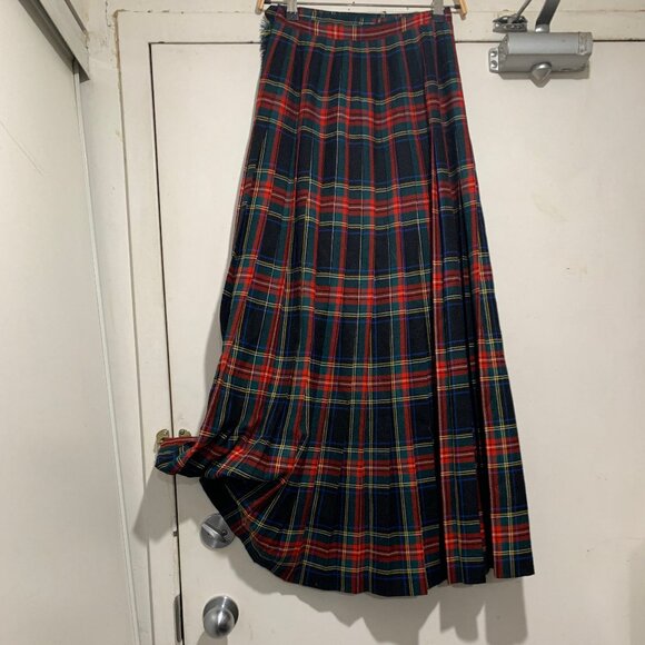 VINTAGE ALJEANS MAXI WOOL PLAID PLEATED KILT SKIRTS SIZE 8 - Picture 10 of 16